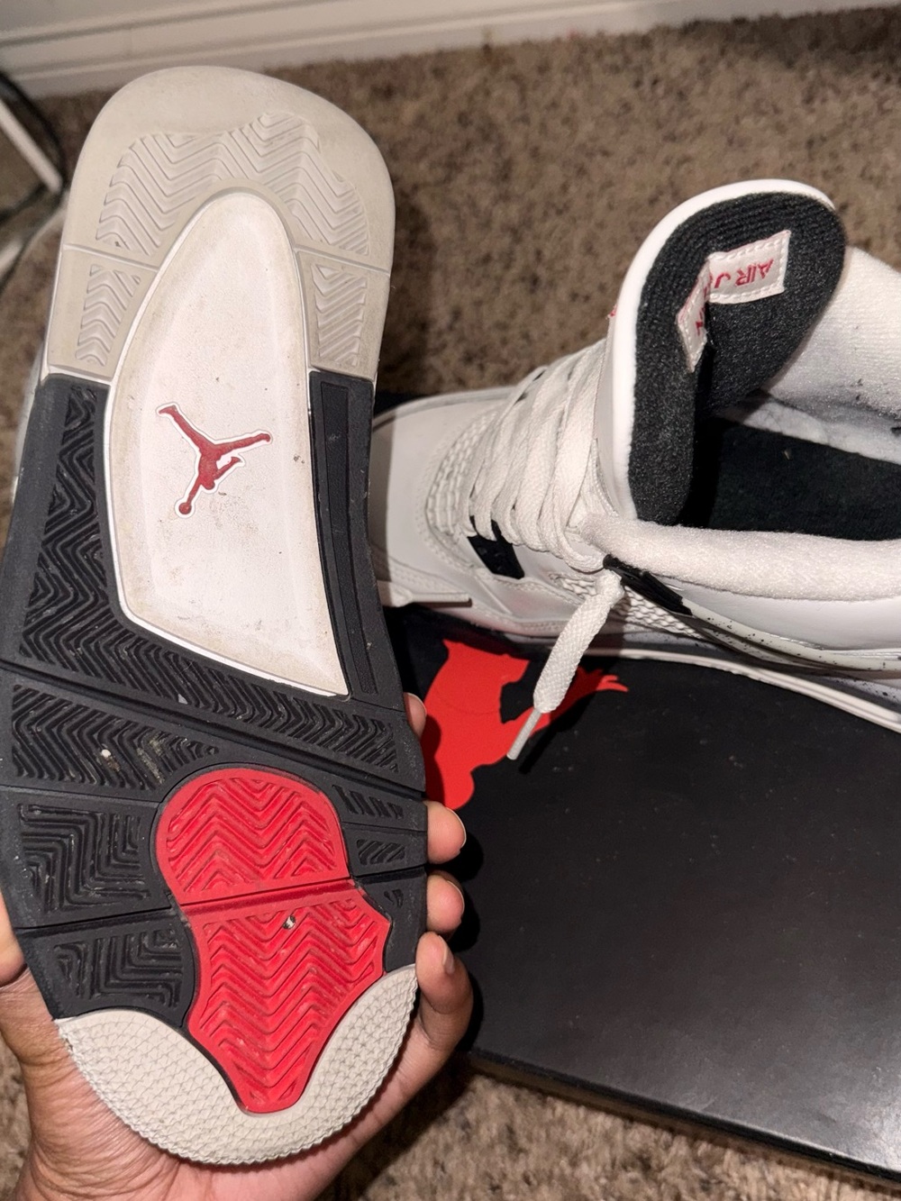Jordan White Black Red Retro Basketball Sneakers - Picture 4 of 5